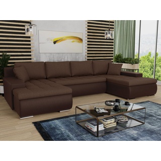 Sofnet Wohnlandschaft mit Schlaffunktion Faris U-Form - Couch, Schlafsofa mit Bettkasten, Couchgranitur mit Bettfunktion, Big Sofa, Bettsofa (Braun (Madryt 128 + Inari 24))