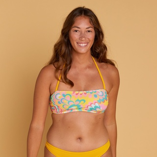 Bikini-Oberteil Damen Bandeau - Lori Flowy gelb, gelb, 75 C