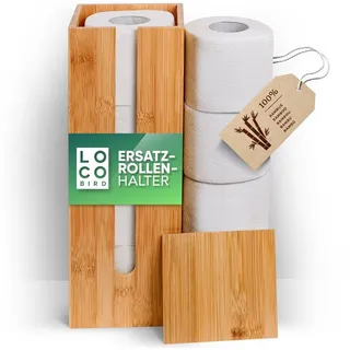 Loco Bird Toiletten-Ersatzrollenhalter Toilettenpapier Aufbewahrung für4 Rollen aus Bambus (Klorollenaufbewahrung), Klopapier Aufbewahrung, Klorollenhalter stehend