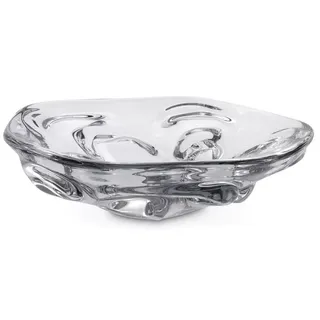 Casa Padrino Luxus Glasschale Ø 27,5 x H. 7 cm - Mundgeblasene Deko Glas Obstschale - Glas Deko Accessoirs - Luxus Kollektion