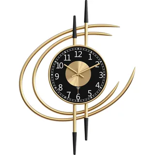 LANMOU Wanduhr Groß Modern, 54CM Wanduhr Wohnzimmer Uhr Wand ohne Tickgeräusche, Wanduhren Gold Schwarz Lautloses Design aus Metall, Wohnzimmeruhr Dekorative