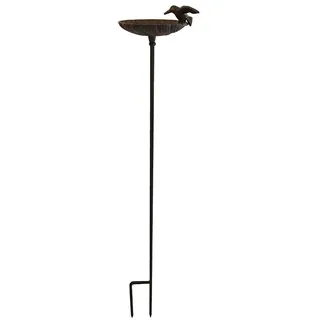 zeitzone Vogeltränke Gartenstecker Vogelbad mit Stab Futterstation Antik-Stil 100cm