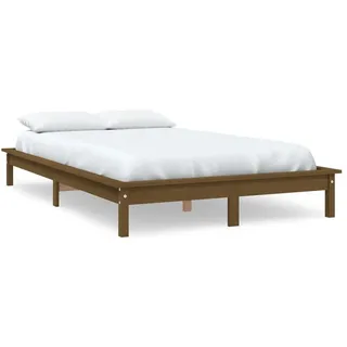 vidaXL Massivholzbett 140 x 200 cm Honigbraun