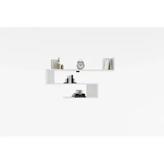 Hanah Home Modernes Wandregal, Weiß, 120 x 71 x 20 cm | 100% melaminbeschichtete Spanplatte, 18 mm stark | Stilvolle Aufbewahrungslösung für Zuhause und Büro