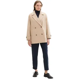 TOM TAILOR Damen Kurzer Caban Mantel,35746 - Soft Ivory Melange, M - L