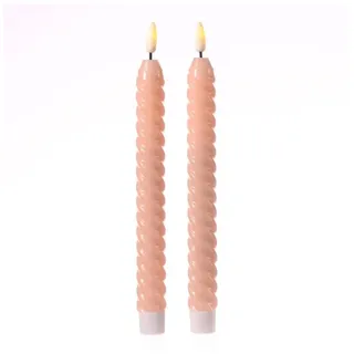 MARELIDA 2er Set LED Stabkerzen TWIST Tafelkerzen Echtwachs H: 25cm in rosa | Gr.: onesize