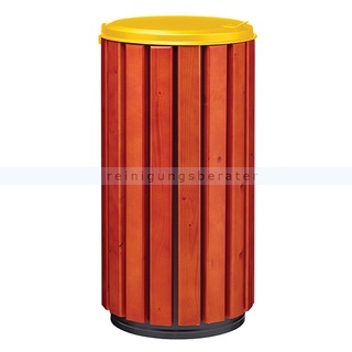 ZENO PROTECT Abfallbehälter Rossignol 80 L Holz rapsgelb mit vollem Deckel