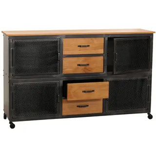 Mendler HWC-N28 90 x 150 x 40 cm Schwarz / Natur