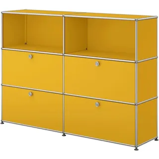 USM Haller Sideboard mit 4 Klapptüren und 2 offenen Fächern goldgelb