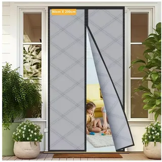luxuskollektion Thermo Türvorhang Ösen 80 x 200 cm Grau 4