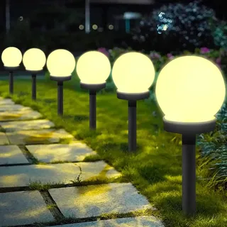 Solarlampen für Außen Kugel,Solar Gartenleuchte mit Kugellampe,Wasserdichte Solarlampen für Garten,Kugelleuchte,LED Kugel mit Erdspieß,LED Solarleuchten für Gartenbeleuchtung,Außenbeleuchtung