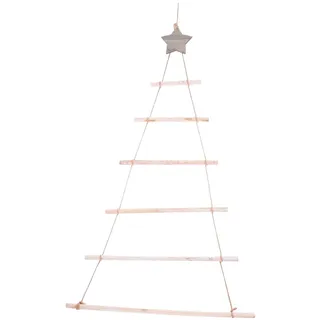 FUTUREORYY Weißer Holzzweig Wandhänger Weihnachtsbaum Deko Leiter Rustikal Adventskranz DIY Weihnachtsbaum Wanddekoration Geschenkidee für Familie Freunde