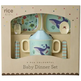 RICE Baby-Geschirrset Fun Fair Geschenkbox, 25 x 11 x 22 cm, mint