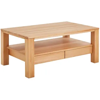 Linea Natura Couchtisch, Buche, Holz, Kernbuche, massiv, 2 Schublade(n) Schubladen, rechteckig, eckig, 70x47.5x110 cm, Stauraum, Wohnzimmer, Wohnzimmertische, Couchtische, Couchtische mit Rollen