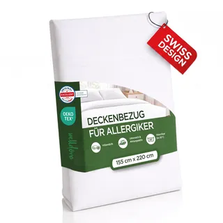Welldora Milbenbezug Bettdecke 155x220, Premium Encasing, Allergiker | Allergiker-Bezug gegen Milben & Bettwanzen | Dermatologisch getestet | Oeko-Tex Bettwäsche | Waschbar 95°C | Schweizer Marke
