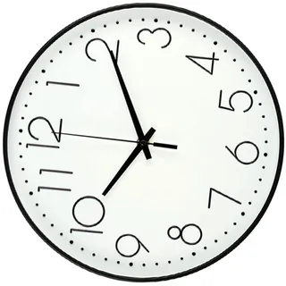 Gsycle Runde Wanduhr, 8 Zoll 20 cm Stille, Nicht tickende Küchenuhr Zeit Display Tool für Home Office Kitchen Klassenzimmerschule (Schwarzes Rahmen weißes Bootom schwarzes Wort)
