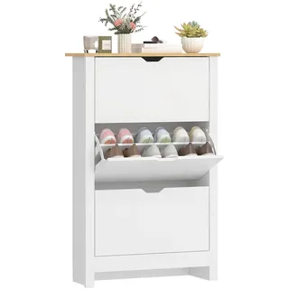 Homcom Schuhschrank 72 x 112 x 26 cm mit 3 Schubladen weiß / weiß