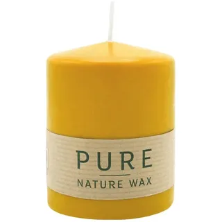 PURE Stumpenkerze Natur, 90/70 mm, WENZEL, Brenndauer 38h, plastikfrei, selbstverlöschend