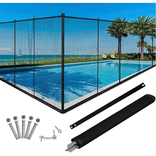 360x125 cm Poolzaun Kindersicher, 4er faltbar Komplettset Poolschutzzaun Kinderschutzzaun, Teichzaun Steckzaun Gartenzaun Alurahmen Textilen, Schut...