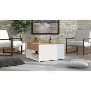 Home Affaire Couchtisch »Taranto Kaffeetisch, 80 cm, quadratische Form, modern design«, höhenverstellbar Tischplatte, geschlossenes Fach, schwarz oder weiß, weiß