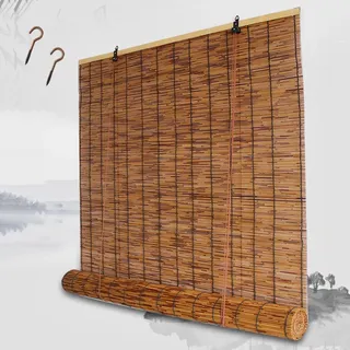 HRXQ Bambusrollo 100 120 140 180cm Breit Wetterfest Bambus Rollo Holzjalousie Schilfrohrvorhang Rollo Bambus Für Fenster Und Türen, Sonnenschutz Sichtschutz/Wasserdicht/Anti-Uv