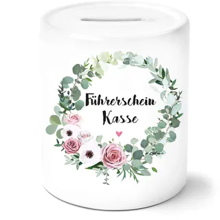 OWLBOOK Führerschein Kasse mit Blumenkranz Spardose Geschenke Geschenkideen für Jungs und Mädchen zum Geburtstag