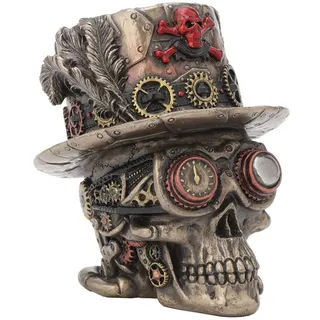 Nemesis Now Steampunk-Uhrwerk, Baron-Totenkopf-Figur, Bronze, 11 cm