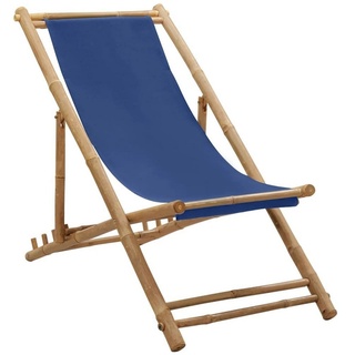 vidaXL Gartenstuhl »Liegestuhl Bambus und Segeltuch Marineblau« (1 St) blau 60 cm x 93 cm