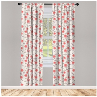 Gardine Vorhang für Wohnzimmer Schlafzimmer Dekor, Abakuhaus, Microfaser, Rose Blühende Blumen Dünne Peduncle beige|rot 150 cm x 245 cm