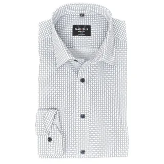 MARVELIS Businesshemd BODY FIT - Businesshemd enge, stark taillierte Schnittführung blau|braun 40