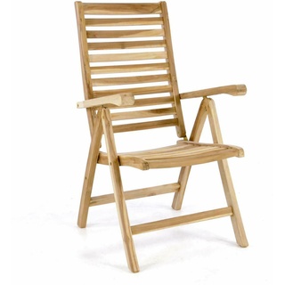 DIVERO Gartenstuhl Klappstuhl Hochlehner mit Armlehnen Teak Holz unbehandelt