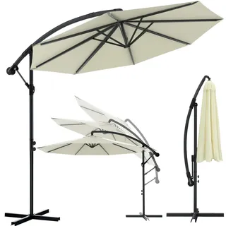 Huracan Alu Sonnenschirm 300cm/350cm, Ampelschirm Groß Abdeckung Kurbelschirm mit Ständer, UV-Schutz Wasserdicht Windschutz, 360° drehbar Gartenschirm Marktschirm für Balkon, Garten, Terrasse - φ350cm