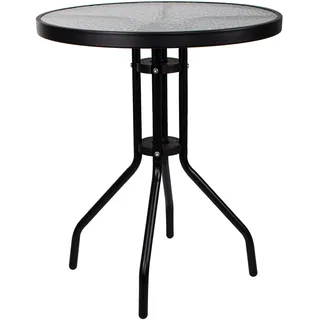 SPRINGOS Metalltisch Rund 60 cm mit Glasplatte – Wetterfester Balkontisch für Innen & Außen, Tischplatte gehärtetes Glas, Garten & Terrasse