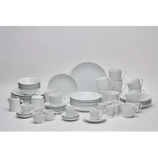 Novel Kombiservice Pisa, Weiß, Keramik, 62-teilig, Uni, 190 ml,190 ml,220 ml,270 ml,90 ml,420 ml,430 ml, Lfgb, lebensmittelecht, Essen & Trinken, Geschirr, Geschirr-Sets, Kombiservice