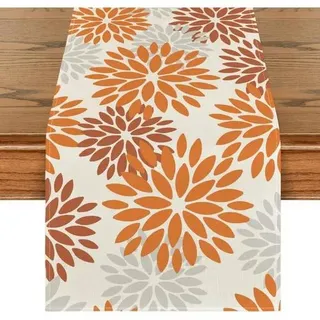Tischläufer Blumen Dahlien Orange 40 x 240 cm Tischläufer Orange