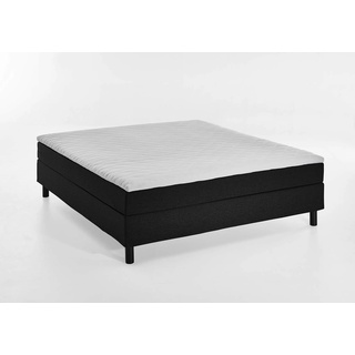 Atlantic Home Collection Happy Boxbett ohne Kopfteil, Bonellfederkern-Matratze, Härtegrad H2, Stoff, Schwarz, 160 x 200
