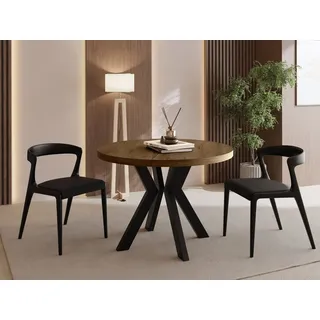 WFL GROUP Runder Esstisch 80 x 77 x 80 cm braun