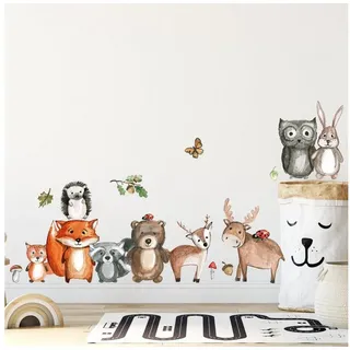 WANDKIND Wandtattoo Waldtiere Bär Reh Fuchs Igel Eule V280, selbstklebend 100 cm x 50 cm