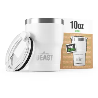 Beast Thermobecher 300 ml (10 oz) - Arktisches Weiß I Mehrweg Thermo Kaffeebecher To Go I Doppelwandiger Trinkbecher aus Edelstahl I Perfekt für Kaffee oder Eiskaffee