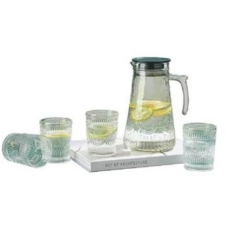 1,8 Liter Krug Karaffe 4 Gläser je 250ml Glas Trinkgläser Limonade Wasser 5 tlg Set GB04