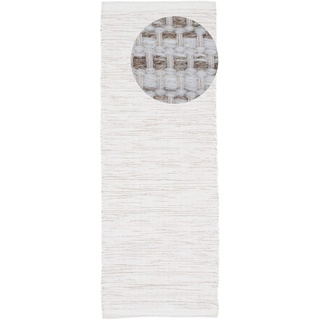 carpetfine Wollteppich Mona Läufer Creme 75x300 cm | Moderner Teppich für Wohn- und Schlafzimmer