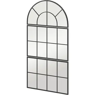 3-teiliger Wandspiegel Im Fensterdesign Fensterspiegel Dekospiegel Mit Metallrahmen Schwarz 76 X 53 Cm
