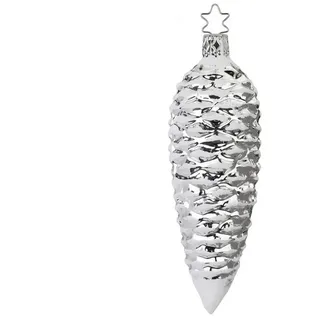 INGE-GLAS® Christbaumschmuck Inge Glas Christbaumschmuck Zapfen Tannenzapfen Silber (13,5cm)