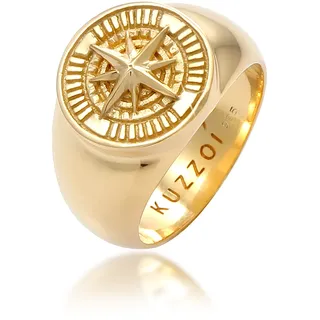 KUZZOI Ring 925 Sterling Silber Kompass in Gold | Gr.: 60