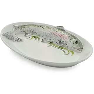 Bassano italienische Keramik ovaler Fischteller Trota Forellen Dekor 32x20