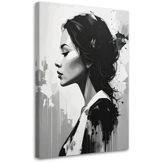 Feeby Porträt einer Frau Schwarz/Weiß Leinwand 60x90 cm