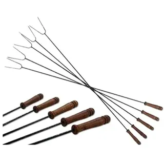 MIKONI Grillspieße 100cm extra lange 10 - STÜCK SET, Spieße für Lagerfeuer oder Grillschale, BBQ Spieß, Barbecue Spieße, 10er Set Spieße, Barbecue Set, Stockbrot Spieß, 100 cm lang, Holzgriffe