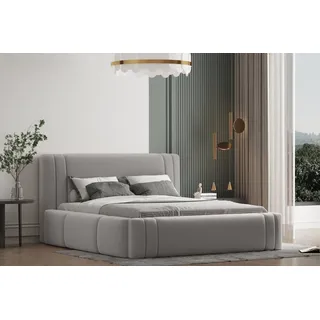 a&j möbelland gmbh Polsterbett ROLF 90 x 200 mit Matratze, Bettkasten und Lattenrost. Farbe: Grau - Grau