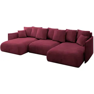 altdecor Ecksofa Samt 6-Sitzer Bordeauxrot
