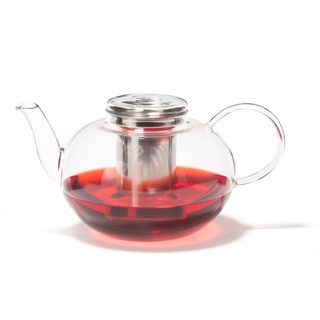 Leonardo Moon Teekanne, Teekrug aus Glas mit Deckel und Teesieb aus Edelstahl, handgefertigt, spülmaschinengeeignet und hitzebeständig, Höhe 14,5 cm, 2 l, 030527